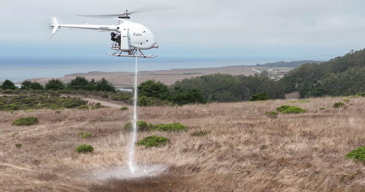 Rain Industries has unveiled a remotely piloted and unmanned MK2 firefighting rotorcraft to respond to fires. Adapted from the Mosquito ultralight helicopter kit, multiple MK2s could be flown to an advancing fire front to help prevent it from spreading. 