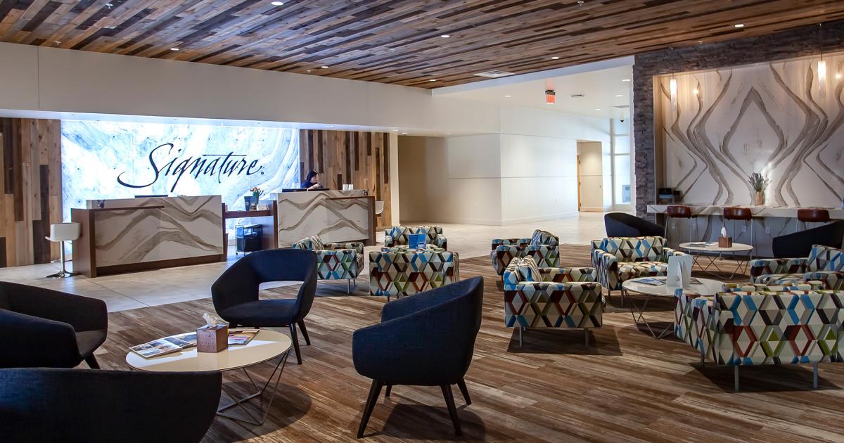Interior of Signature's newly remodeled FBO at Ted Stevens Anchorage International Airport in Alaska