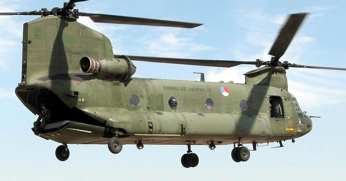 Netherlands CH-47D Chinook helicopter in flight