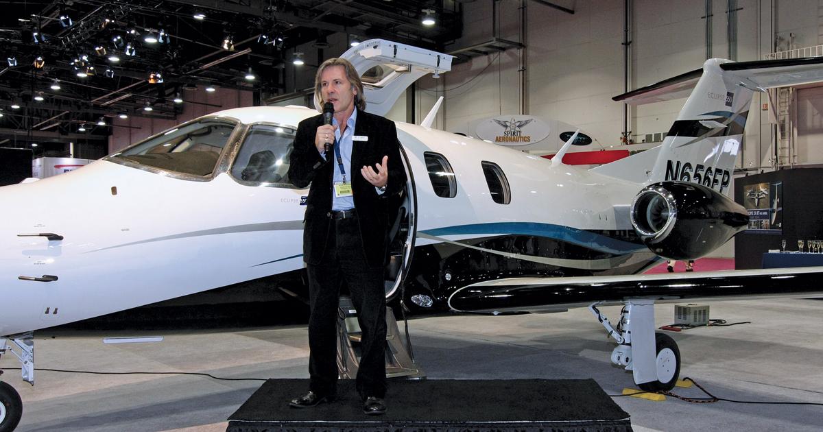 Eclipse ceremonially delivered the first Eclipse 550 at NBAA 2013.