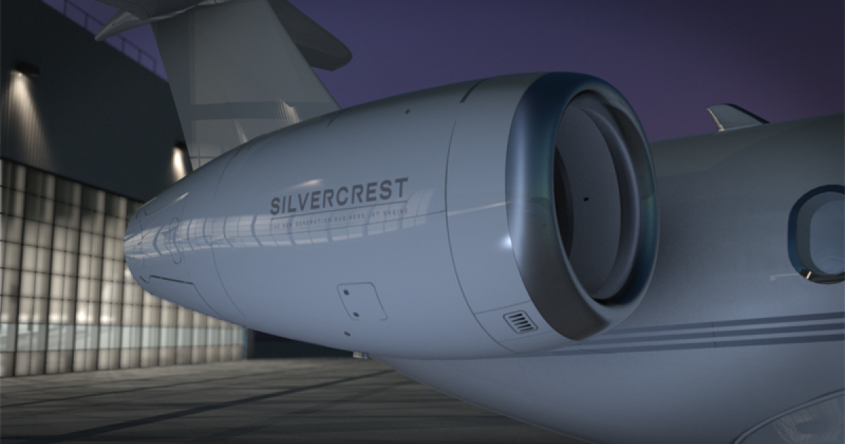 A digital mockup of the Snecma Silvercrest nacelle on the Cessna Longitude.