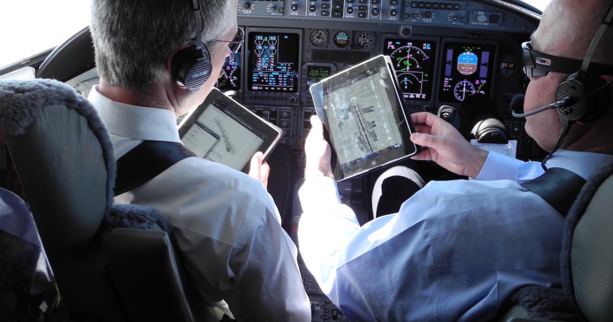 Business aviation pilots rapidly adopted the iPad, which is especially useful in cockpits with older-technology avionics. (Photo: Matt Thurber)