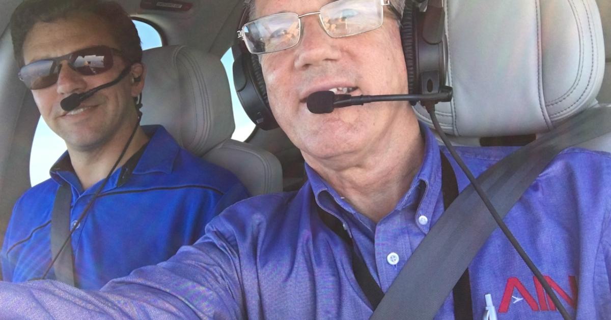 The author flying the SF50 with Cirrus Vision Jet product line manager Matt Bergwall. (Photo: Matt Thurber)