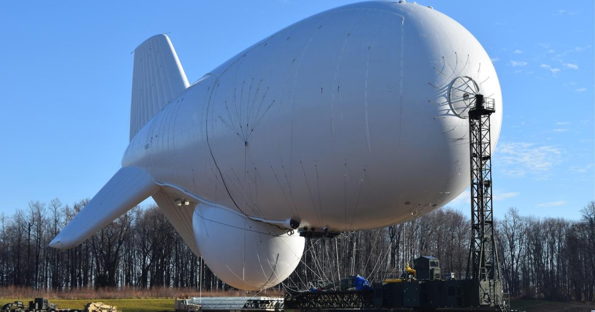 The U.S. Army invited reporters to see the first JLENS aerostat at Aberdeen Providing Ground last December. (Photo: Bill Carey)