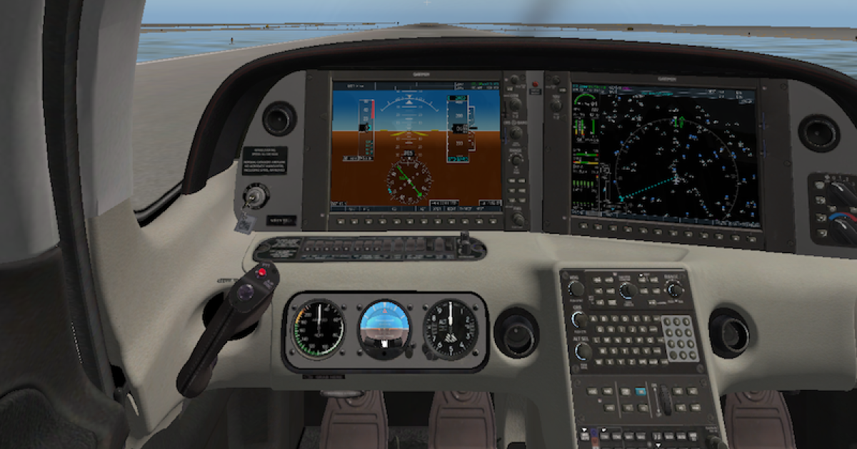 The vFlyteAir Cirrus SR20 X-Plane simulation looks terrific but lacks full avionics functionality.